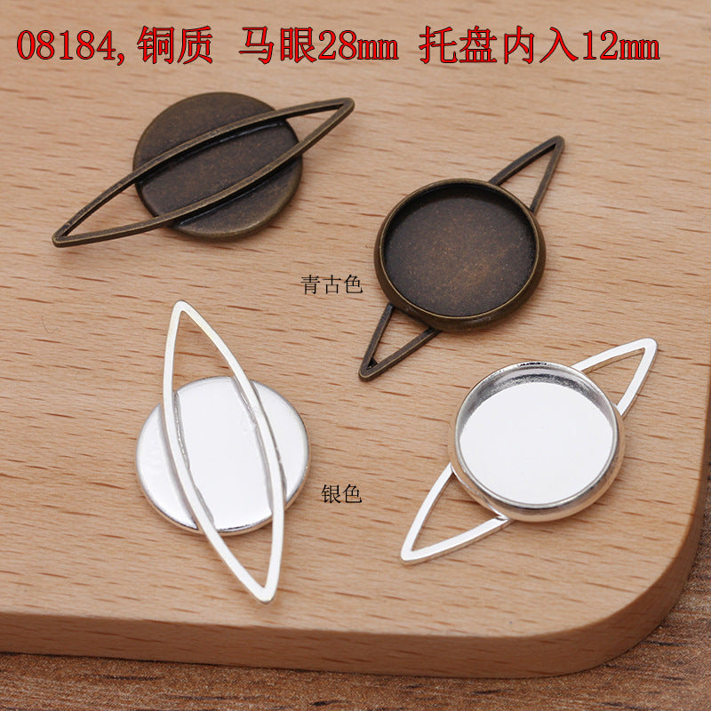 200 Eye Triangle Waterdrop Heart Star Floral Square Charm Pendant 18KGP 10mm 12mm 14mm Round Cabochon Blank Base Gemstone Piece Setting