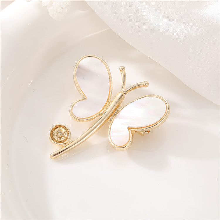 2 Broche Papillon 14K GF Perle Coquille Strass Embellie Demi-Percée Perle Perle Vierge
