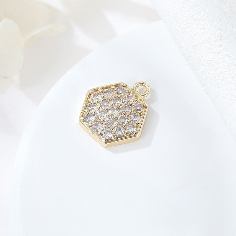 2 Feuilles Étoile Chat Flash Pomme Carré Hexagone Charme Pendentif Strass Embelli 14K GF