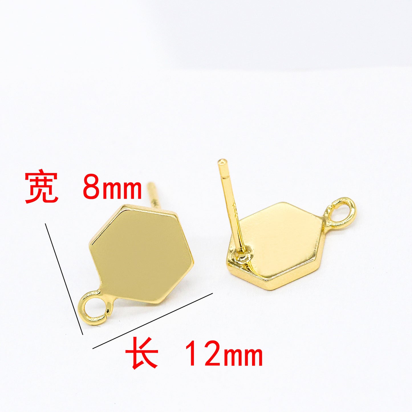 10 boucles d'oreilles à tige hexagonales en forme d'étoile ronde brillante avec boucle 14K GF