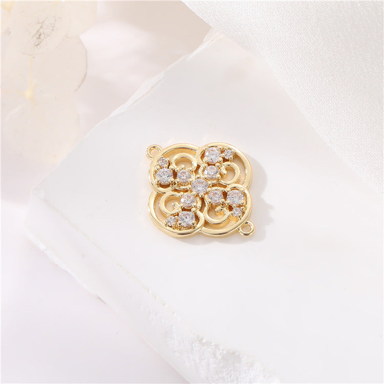 2 Double boucle Soleil Saturne Infini Floral Étoile Charme Connecteur Strass Embelli 14K GF