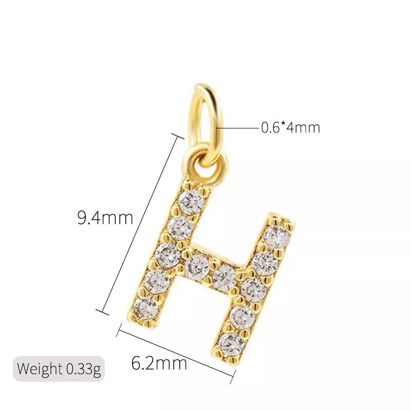 2 minuscules initiales Alphabet AZ Charm Pendentif Strass Embelli 14K GF