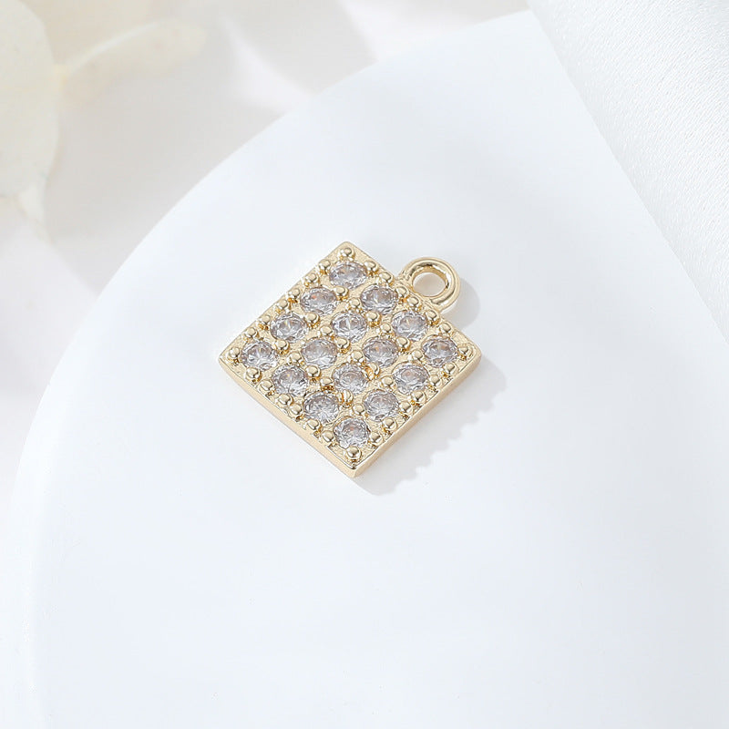 2 Feuilles Étoile Chat Flash Pomme Carré Hexagone Charme Pendentif Strass Embelli 14K GF
