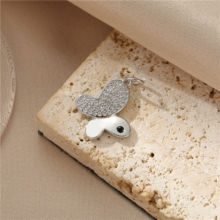 2 Blumensterne runder Kreis Herz Hase Schmetterling Charm Anhänger Strass verziert 14K GF