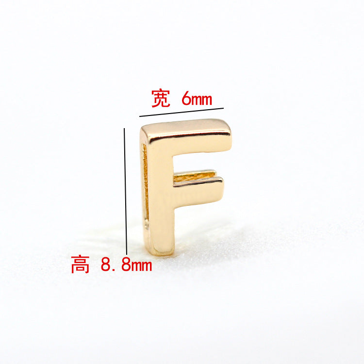 10 trous larges Alphabet plat perle ceinture charme 14K GF perles entretoise