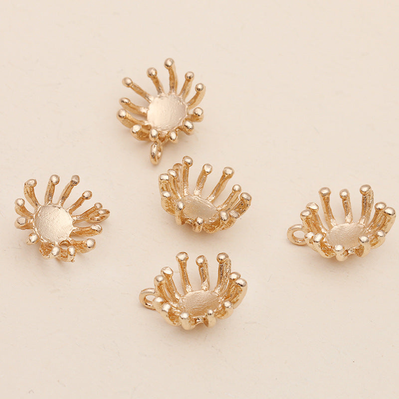 100 filigrane florale Charm-Anhänger, 18 kg, 15 mm, rund, nicht poröse Perlen, blanke Basis, Edelstein-Perlenfassung