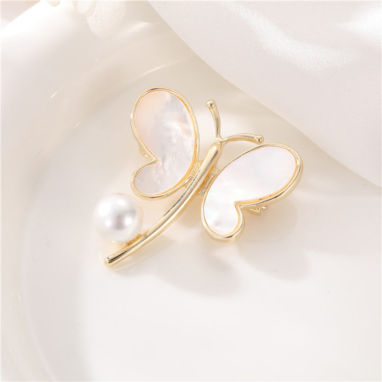 2 Broche Papillon 14K GF Perle Coquille Strass Embellie Demi-Percée Perle Perle Vierge