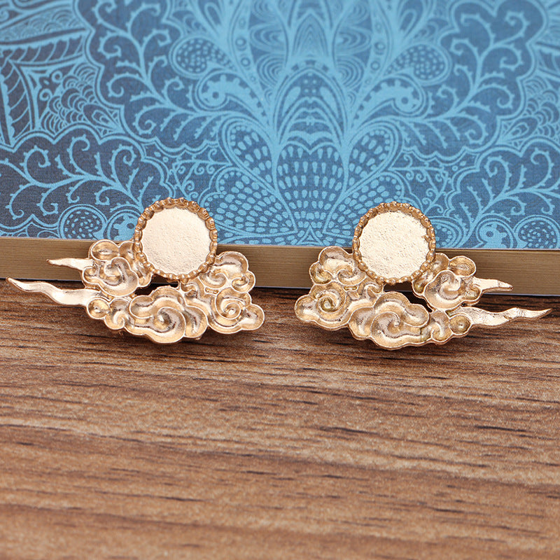 50 Cloud Charm Pendant 18KGP 10mm Round Cabochon Blank Base Gemstone Piece Setting