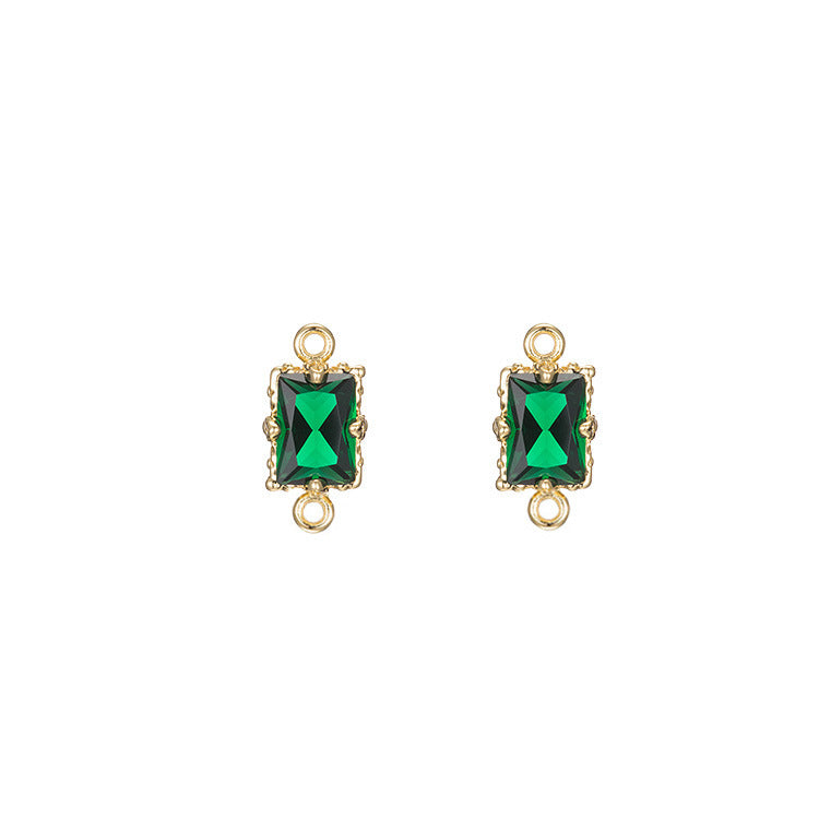 10 pendentifs à breloque rectangulaires, connecteur à Double boucle, ornés de strass, 14K GF