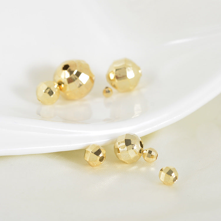 Bulk 100 Tiny Faceted Round Bead Piece 14K GF Copper Charm Beadwork Spacer