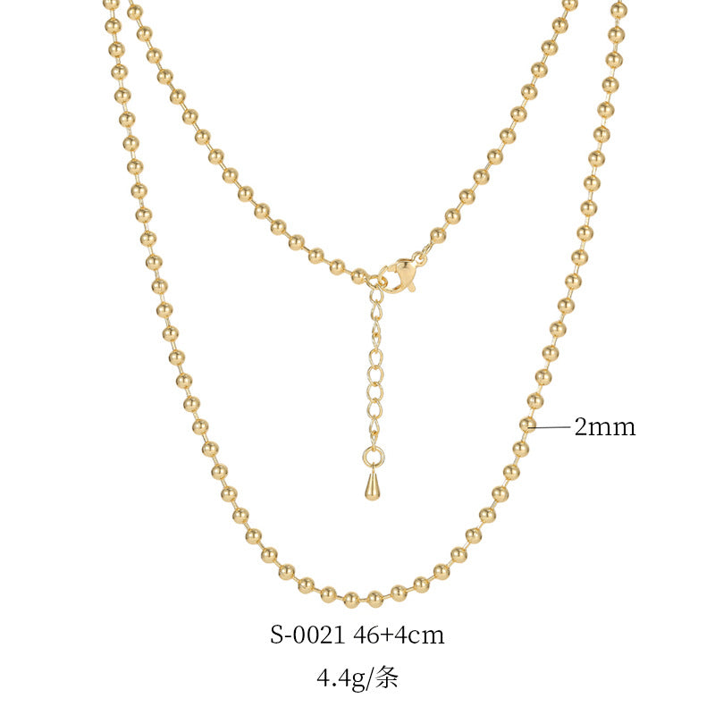 2 Cable Box Singapore Beaded Chain Necklace with Extender 14K GF Choker