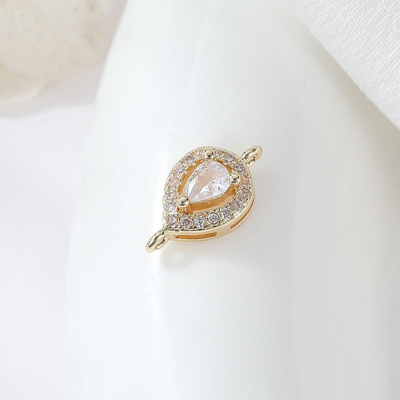 2 Double boucle rectangle étoile de mer oeil carré coeur charme connecteur strass embelli 14K GF
