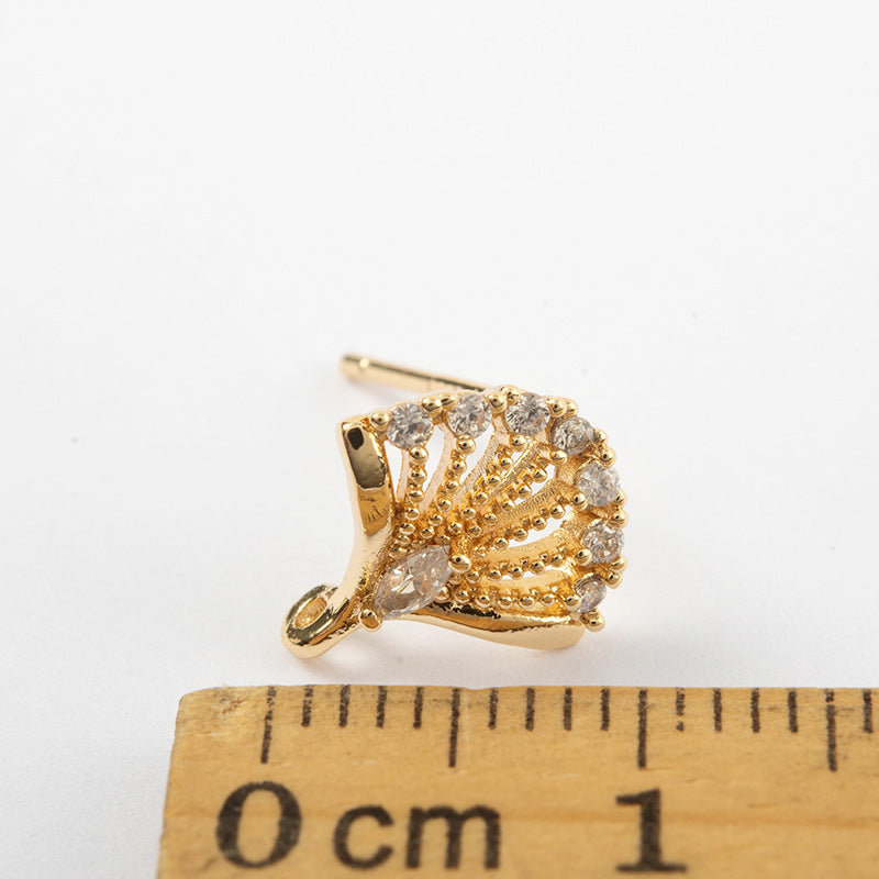 20 boucles d'oreilles à tige en forme d'éventail avec boucle 14K GF ornées de strass