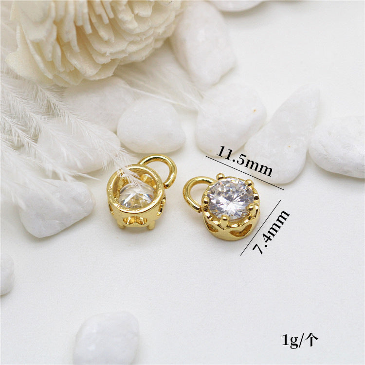 Pendentif à breloque hexagonale étoile olive ronde à 2 diamants orné de strass 14K GF