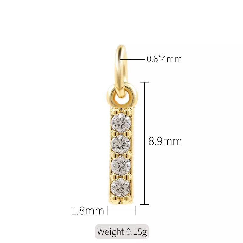 2 minuscules initiales Alphabet AZ Charm Pendentif Strass Embelli 14K GF
