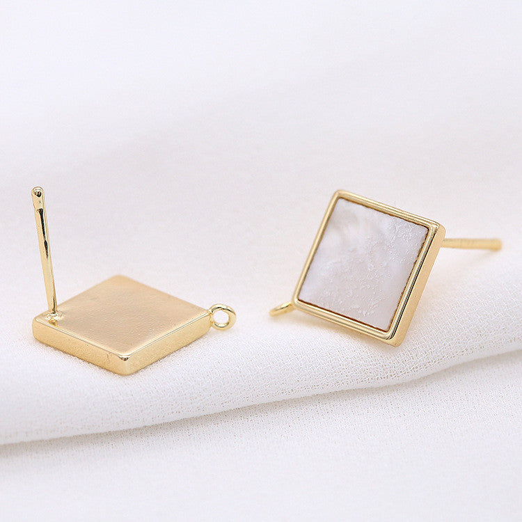 4 boucles d'oreilles triangle carré avec boucle d'oreille ornée de coquille 14K GF