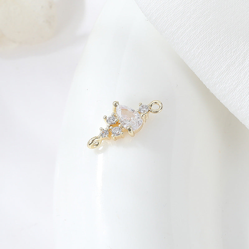 2 Double boucle rectangle étoile de mer oeil carré coeur charme connecteur strass embelli 14K GF