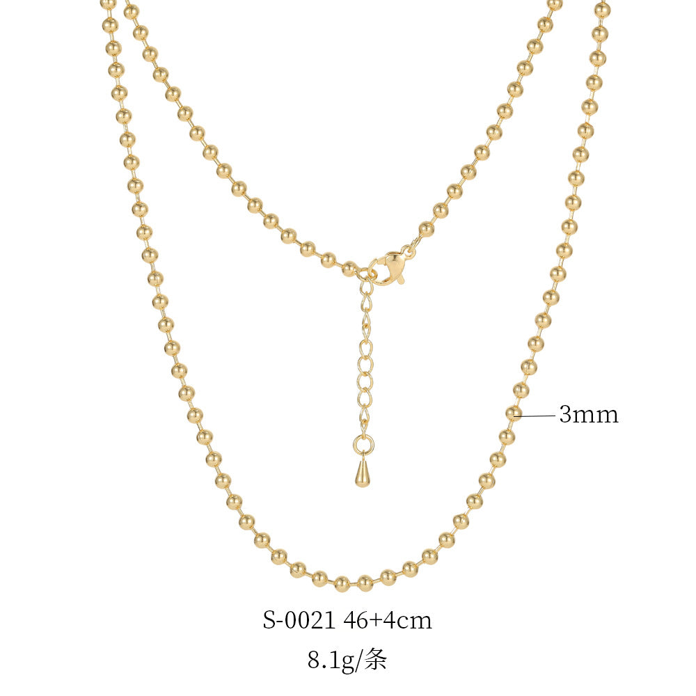 2 Cable Box Singapore Beaded Chain Necklace with Extender 14K GF Choker