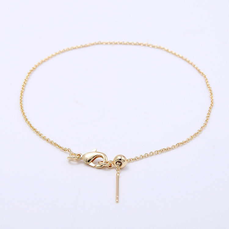 2 chaînes de câble à maillons ovales réglables, collier en Y, bracelet avec perle de positionnement, bracelet ras du cou 14K GF