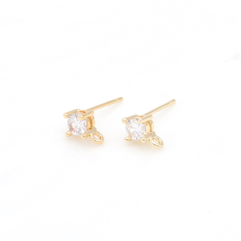 20 boucles d'oreilles à tige en pierre ronde avec boucle 14K GF, ornées de strass