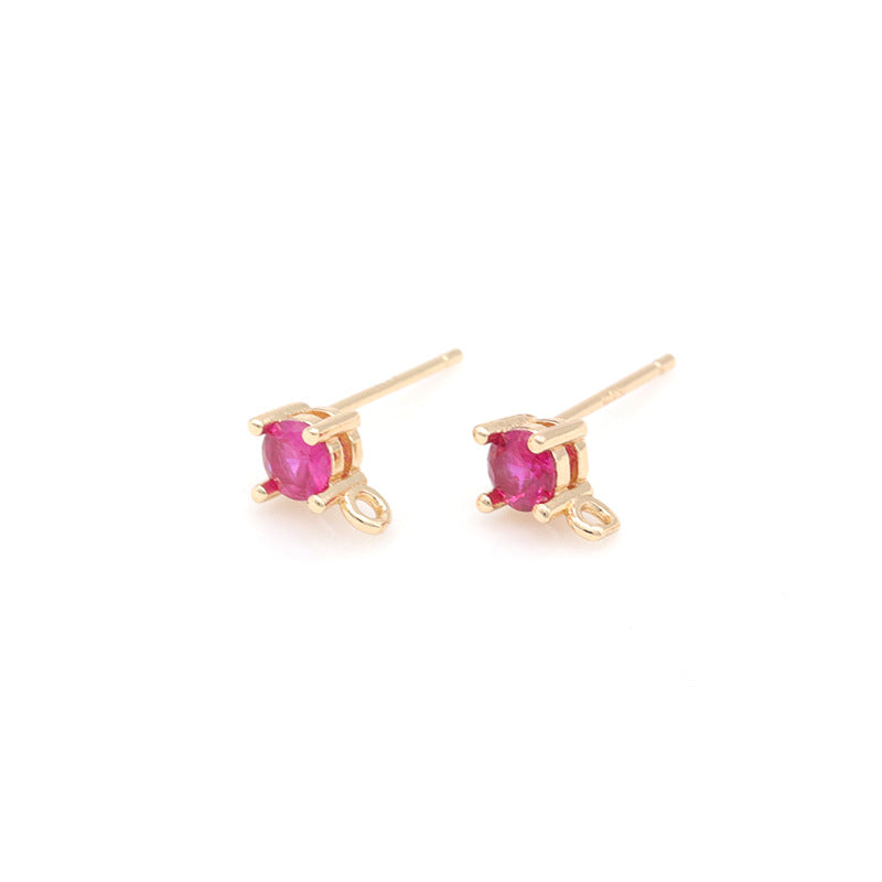 20 boucles d'oreilles à tige en pierre ronde avec boucle 14K GF, ornées de strass